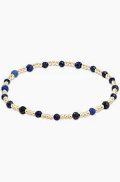 Gold Sincerity 3mm Bead Gemstone Bracelet - Lapis