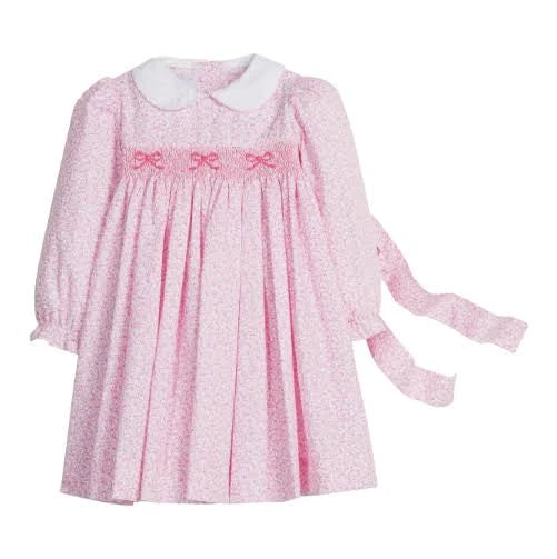 Smocked Natalie Dress - Pink Vinings