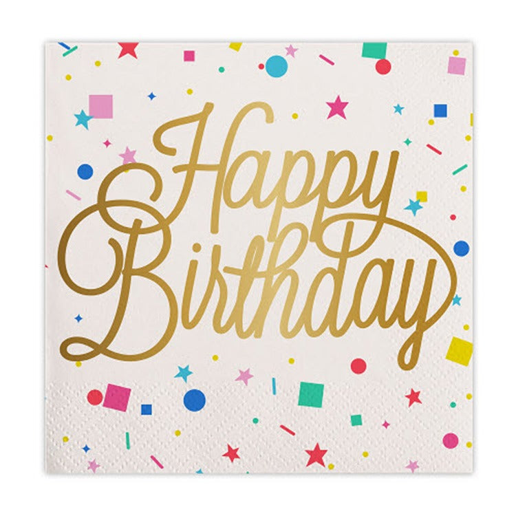 5\" Foil Napkins-HBD Confetti