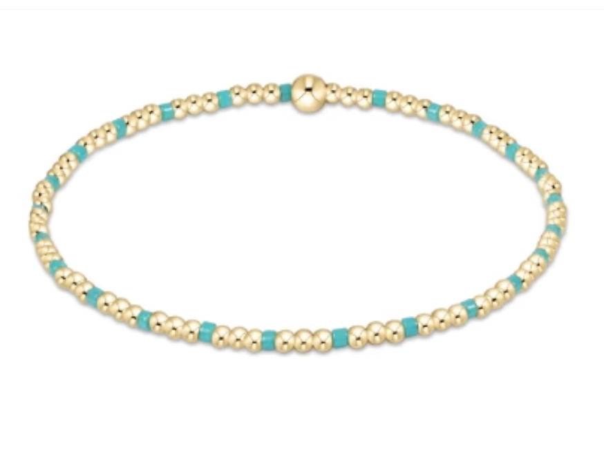 Hope Sincerity Pattern 2mm Bead Bracelet - Turquoise