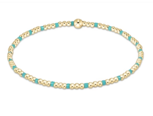 Hope Sincerity Pattern 2mm Bead Bracelet - Turquoise