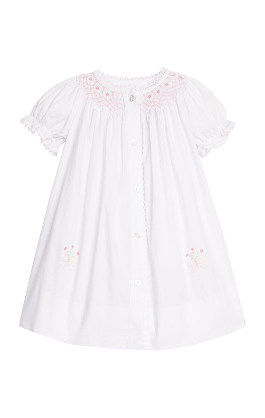 Smocked Heirloom Gown - Pink Roses
