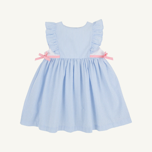 Pammy's Pinafore Dress-seersucker - Breakers Blue Seersucker/Sandpearl Pink