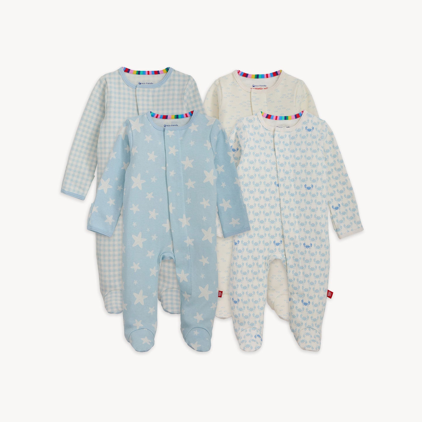 Organic Cotton Footie Bndl 4 Pack Blue Multi