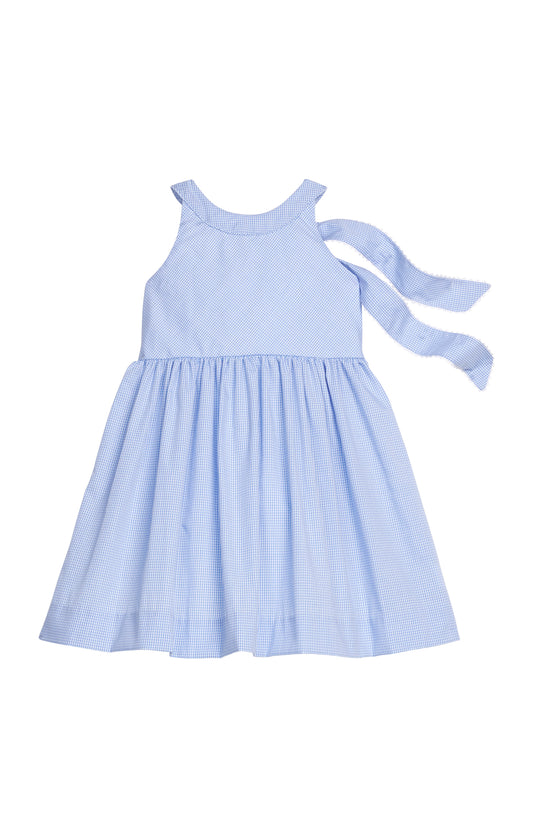 Bow Back Annie Dress - Royal Mini Gingham