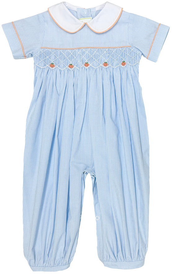 Pumpkin Benjamin Bubble Blue Gingham