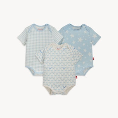 Organic Cotton Bodysuit Bndl 3 Pck Blue Multi