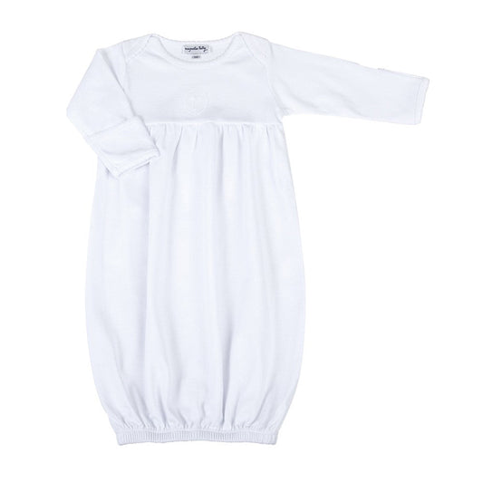 Blessed White Embroidered Gathered Gown