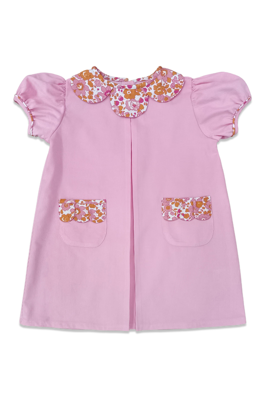 Pink Corduroy Blair Dress Floral Collar