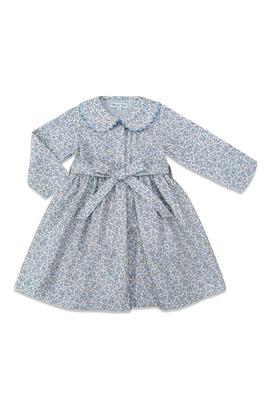 Long Sleeve Jane Blue Floral Dress