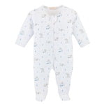 Counted Baby Sheep Blue Printed Zipped Footie