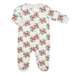 Christmas Wreath Print Printed Zip Footie
