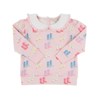 Maude`s Ruffle Cassidy Comfy Crewneck - Boots Palm Beach Pink