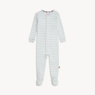 Blue Stripe Organic Cotton Footie