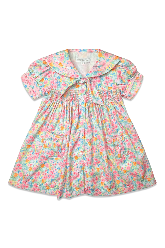 Smocked Sailor Dress-Cayman Floral