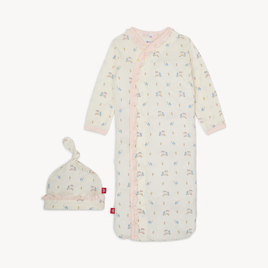 Penguin Pints Modal Gown + Hat Set With Ruffles (NB-3M)