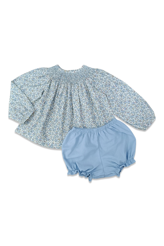 Long Sleeve Millie Bloomer Set Blue Floral