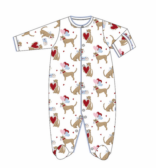 Dog w/Hearts Print Footie