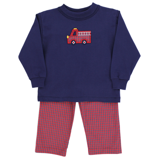 Plaid Firetruck Pant Set