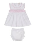 CLB Summer White Dress Set w/Pink Hand Smock