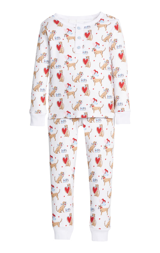 Boys Dog w/Hearts Print Long PJs