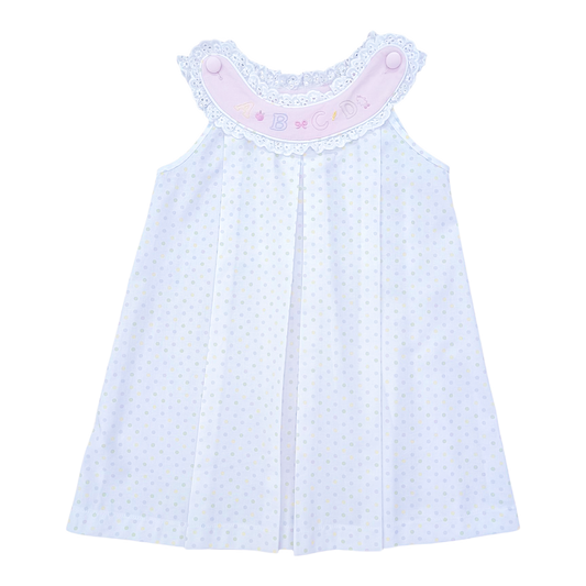 Callie Dress Blue Bot W/ABC Embroidery