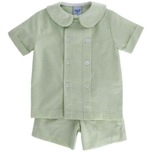Green Seersucker Short Set