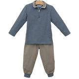 Tucker Pullover Set- Blue Stripe/Beige