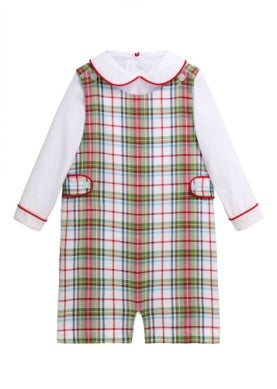 Button Tab John John Set- Douglas Plaid
