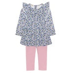 Blue Little Flowers Print Top Legging Set