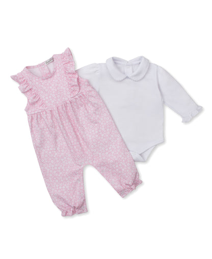 Pink Flower Overall Set  - Fall In Bloom