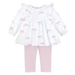 Pink Bows Print Top Legging Set