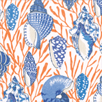 Shell Toile-Coral/blue Napkin
