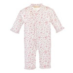 Pink Begonias Print Ruffle Coverall