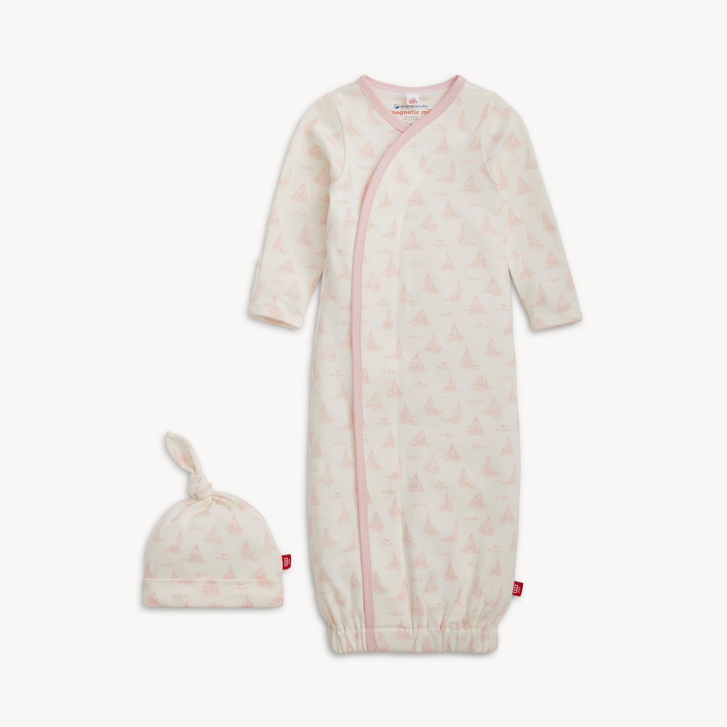 Tiny Tides Pink Modal Gown+Hat Set