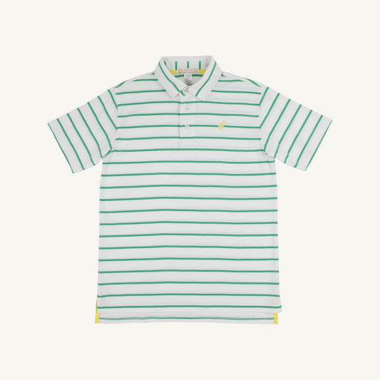 Prim and Proper Polo SS - Gibson Island Green Stripe