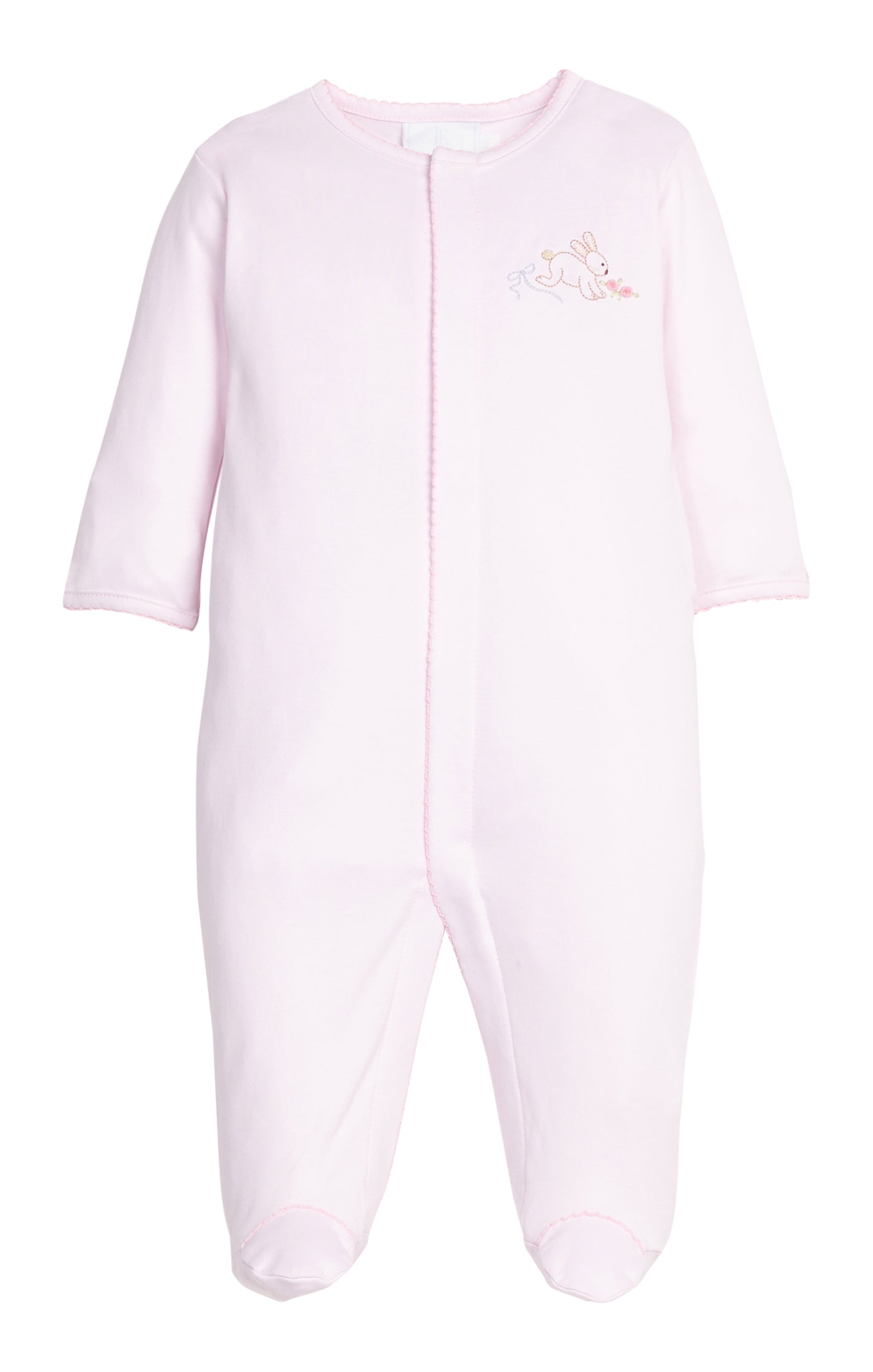 Pink Bunny Embroidered Footie