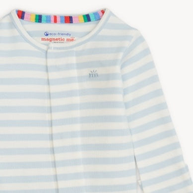 Blue Stripe Organic Cotton Footie