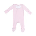 Solid Pink Angel Wing 2 Way Ruffle Zipper Footie