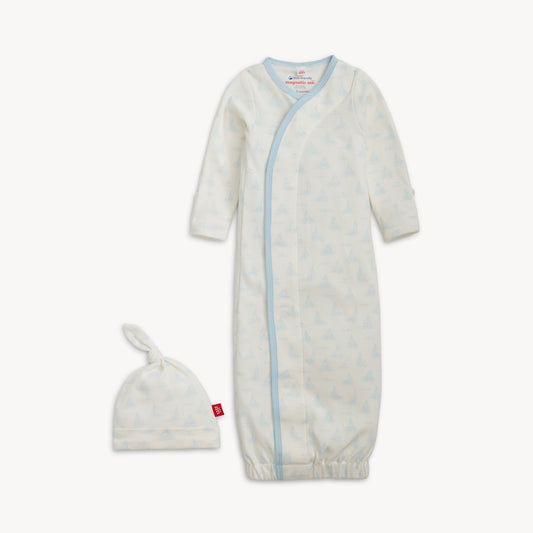 Tiny Tides Blue Modal Gown+Hat Set