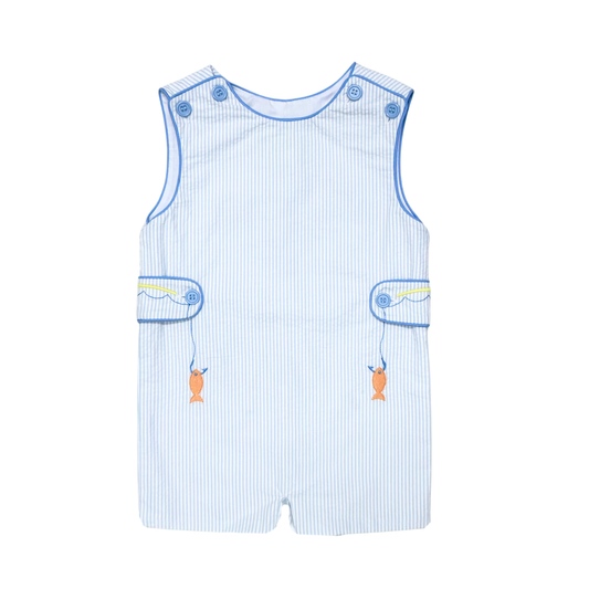 Fishing Lure Blue Seersucker Shortall