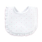 Pink Dots Printed Pima Bib With Ruffle