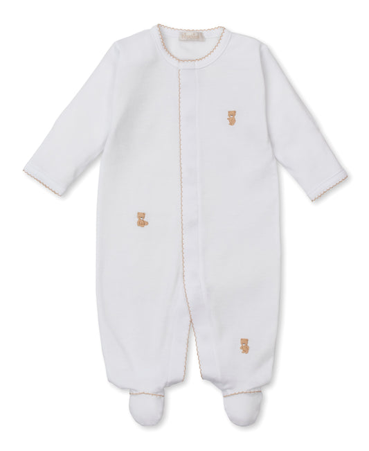 White Footie With Hand Embossed Bears