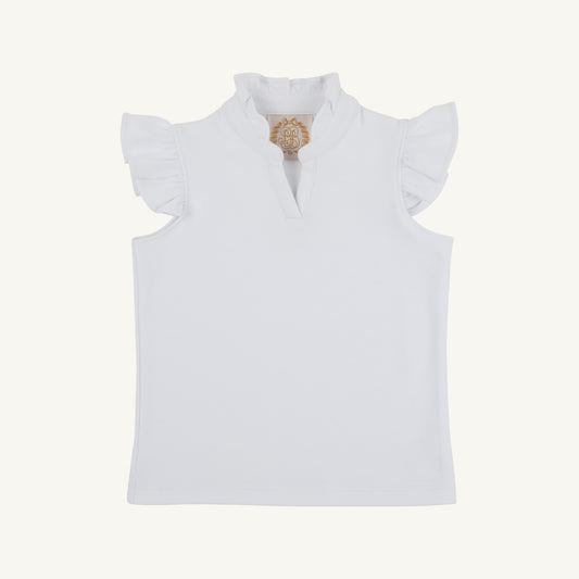 Rosie Ruffle Top - Heavy Weight Knit Worth Ave White
