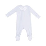Solid Blue Angel Wing 2 Way Ruffle Zipper Footie
