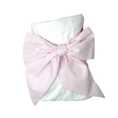 Bow Swaddle - Pink Seersucker