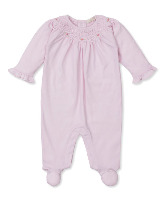 Pink Bishop Footie w/ Hand Smocking
