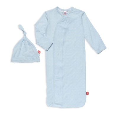 Pin Dot Blue Gown + Hat Set