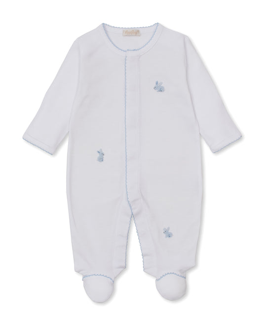 Premier Spring Footie Light Blue Emb Bunny
