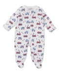 Firetrucks Print Zip Footie